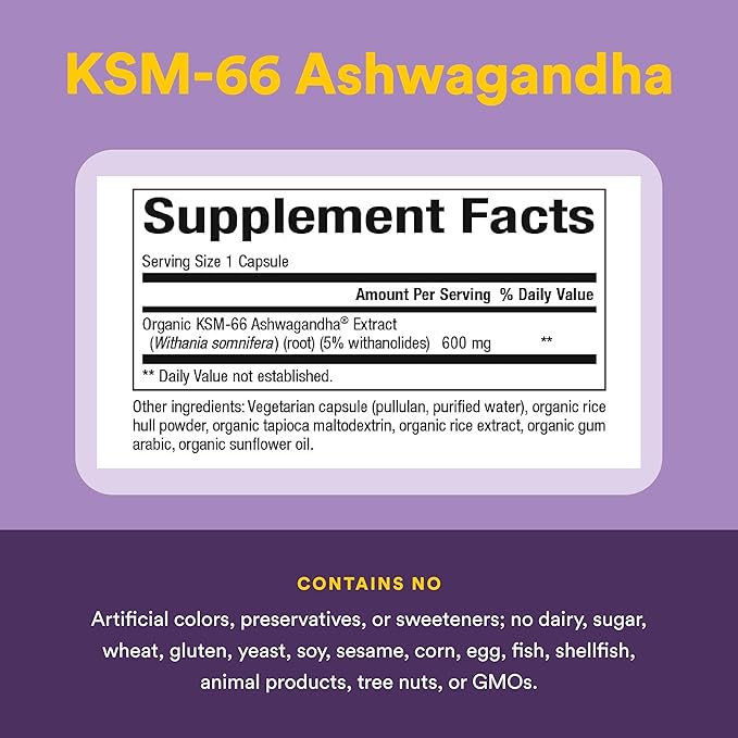 Stress-Relax KSM-66 Ashwagandha 600 mg by Natural Factors, 30 vegetarian capsules (30 servings), 60 Capsules