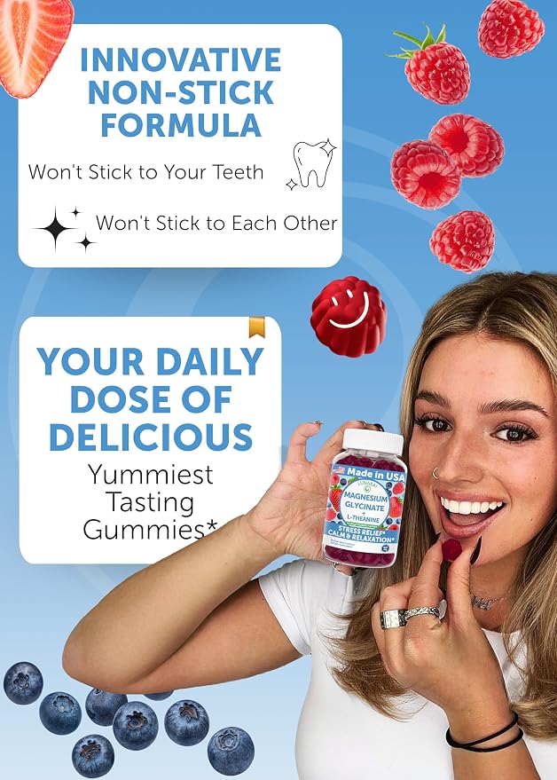 Lunakai USA Made Magnesium Glycinate Gummies 426mg with L-Theanine – Calm, Sleep, Stress Relief for Adults & Kids, Non-GMO, Vegan - 6 Pack