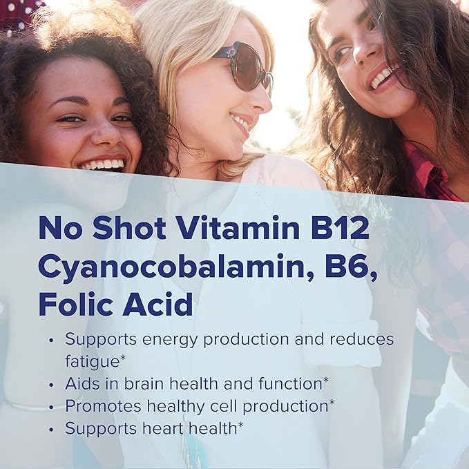Superior Source No Shot Vitamin B-12 Cyanocobalamin 1000 mcg, B-6, Folic Acid 800 mcg - Support Brain & Heart Health - Aids Natural Energy Levels - 60 Sublingual Dissolving Tablets