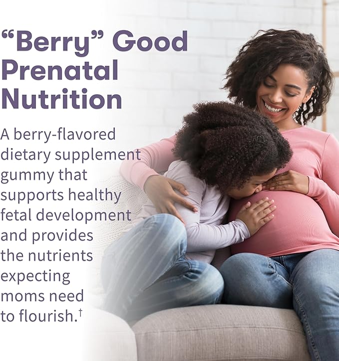 Garden of Life Organics Prenatal Gummies Multivitamin with Vitamin D3, B6, B12, C & Folate for Healthy Fetal Development – Organic, Non-GMO, Gluten-Free, Vegan, Berry Flavor, 30 Day Supply