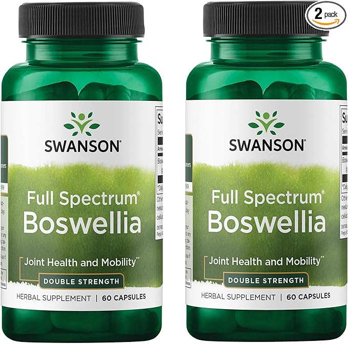 Swanson Double Strength Boswellia Serrata Ayurvedic Joint Supplement for Active Adults Seeking Flexibility and Mobility Support - 800 mg (60 Capsules, 2 Pack)
