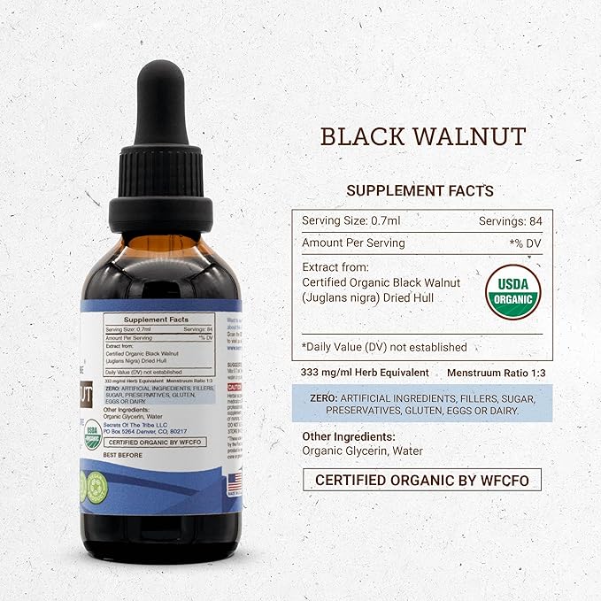Secrets of the Tribe Grape Seed and Black Walnut Liquid Extract (2 pcs.) | Alcohol-Free Tinctures | Grape (Vitis vinifera) Dried Seed and Black Walnut (Juglans nigra) Dried Hull (2x2 fl oz)
