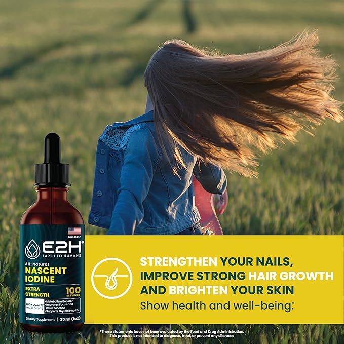 E2H Vegan Liquid Iodine - Thyroid Support and Cognitive Function - Boost Your Metabolism and Energy Levels - Vegan - Non-GMO (2 Bottles)