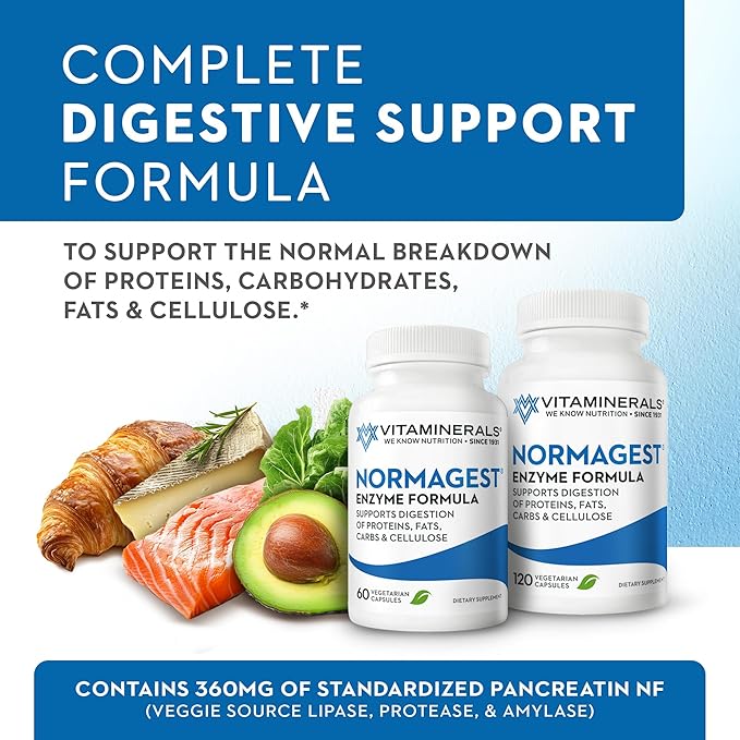 Vitaminerals 61 Normagest | Digestion Support Formula for Protein, Fats & Carbs | Veggie Caps (120 Capsules)