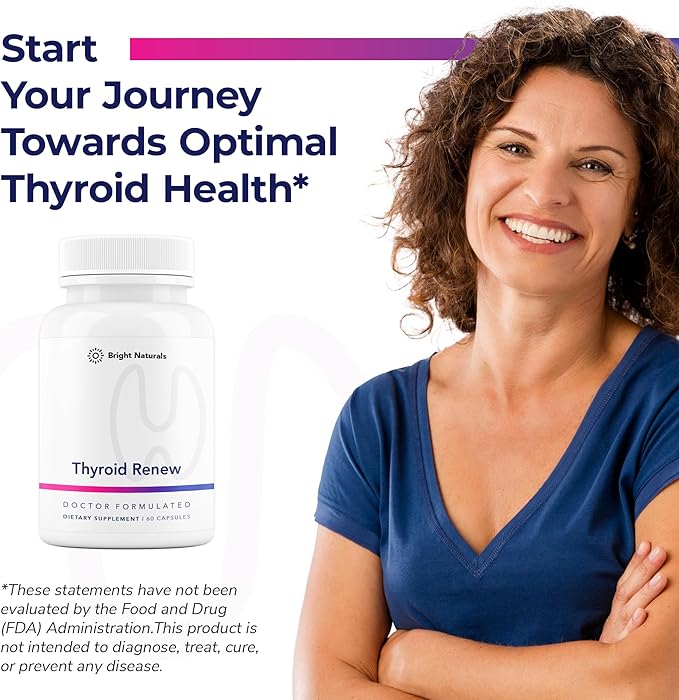 Thyroid Renew Supplement - Thyroid Support for Women with Zinc, Selenium, Copper, Ashwagandha & L-Tyrosine - 60 Capsules