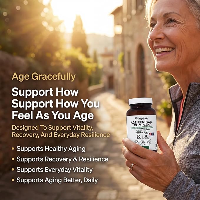 Age Renewal Complex - Cellular Renewal & Senescent Cell Removal Support - Fisetin, Quercetin, Curcumin, Zinc -Senolytic & Autophagy Aid Supplement - - Non-GMO, USA Made Glass Bottle