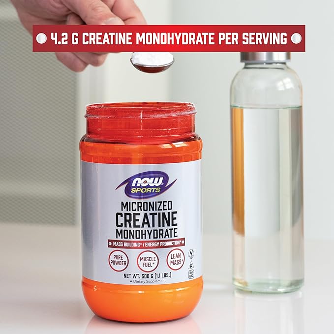 NOW Foods Sports Nutrition, Micronized Creatine Powder 500 g, Mass Building*/Energy Production*, 1.1-Pound