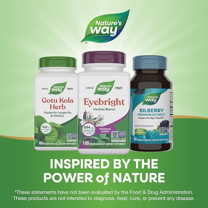 Nature's Way Eyebright Herb Premium Blend, Herbal Blend, Non-GMO Project Verified, Eyebright Supplement, Vegan, 100 Capsules (Packaging May Vary)