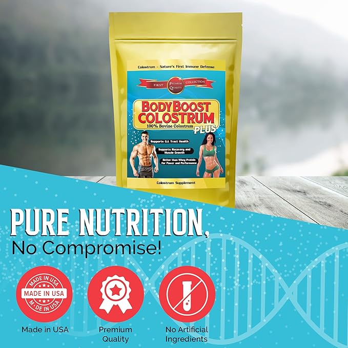 BodyBoost Colostrum Whole, 100% Bovine Colostrum Powder, Immune Booster Supplement with Immunoglobulin & Lactoferrin,Grass Fed Colostrum, Food for Gut Health & Muscle Growth, Diverse Intake, 8 oz