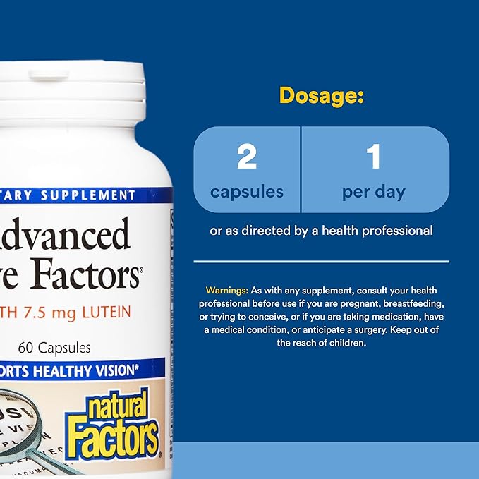 Natural Factors, Advanced Eye Factors, Antioxidant Support for Healthy Vision with Lutein and Zeaxanthin, 60 Capsules