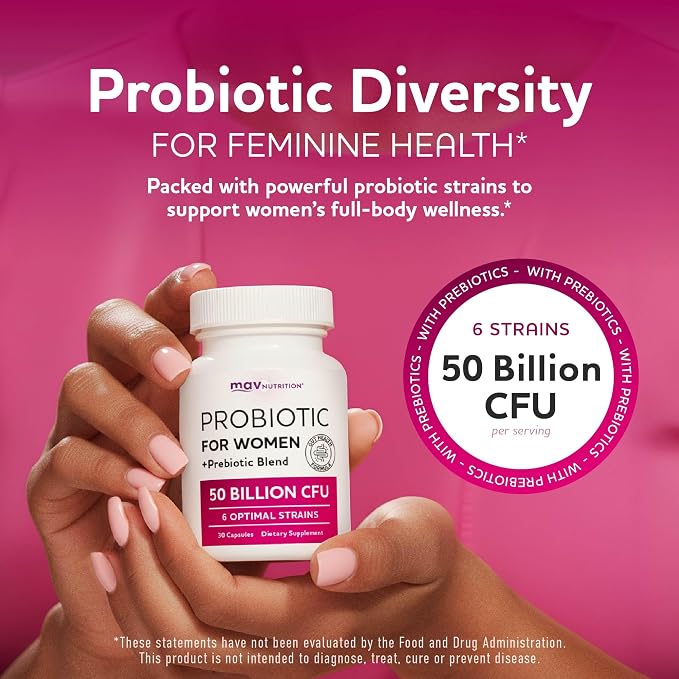 Probiotics for Women | 50 Billion CFU for Vaginal, pH Balance & Digestive Health Support | Female Probiotics with Prebiotics & Hormone Balance Blend | Third-Party Tested, Vegan & Gluten-Free | 30 Ct