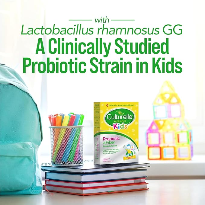Culturelle Kids Probiotic + Fiber Packets (Ages 3+) - 24 Count - Digestive Health & Immune Support - Helps Restore Regularity (Packaging may vary)