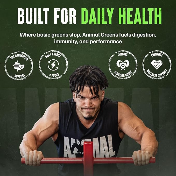 Animal Daily Greens Pill Packs - Kale, Wheat Grass, Alfalfa & More - Convenient Prebiotic and Probiotic Superfood Blend for Superior Digestion, Gut Health, and Immunity For Men & Women - 30 Day Supply