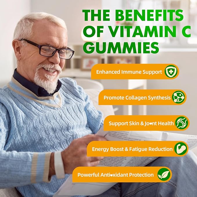 softbear Liposomal Vitamin C Gummies for Adults & Kids 1000mg, Chewable Vitamin C Supplement for Immune Support, Vegan/Organic/Sugar Free VIT C Gummies, Strawberry Flavor 60 Count