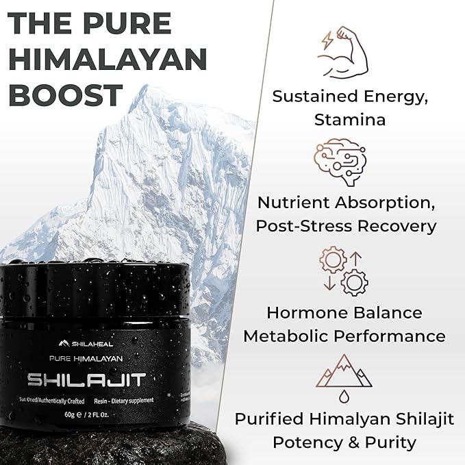 Shilajit Authentic Himalayan Shilajit Resin for Men & Women, High Fulvic Acid, Energy & Stamina, Immune Support, 85+ Trace Minerals, Lab Tested Organic Shilajit Resin, 100% Natural, 60 Grams