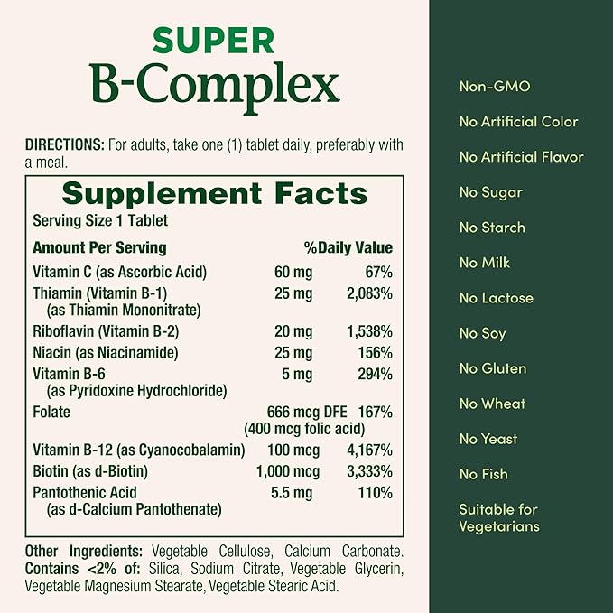 Nature's Bounty Super B Complex Vitamins with Vitamin C & Folic Acid,Vitamins for Immune & Cellular Energy Support,150 Tablets,(Pack of 3)