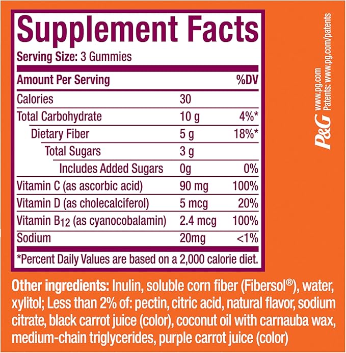 Metamucil Fiber Gummies for Adults with Vitamins C,D,B12 for Metabolism,No Sugar Added Citrus Berry Flavor,5g Plant Based Prebiotic Fiber Supplement Blend,120 Count (Pack of 2)