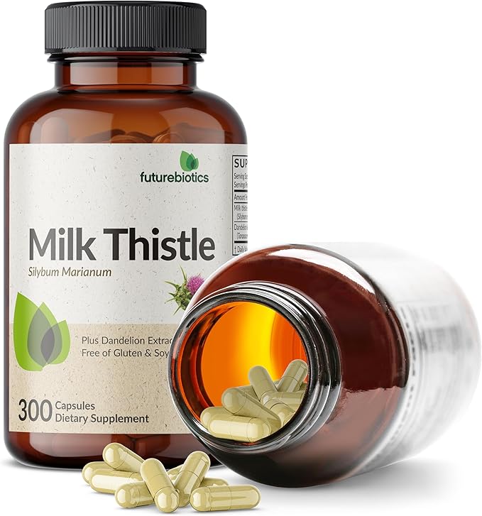 Futurebiotics Milk Thistle Silymarin Marianum & Dandelion Extract Liver Health Support, Antioxidant Support, Detox, 300 Capsules