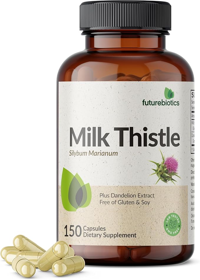 Futurebiotics Milk Thistle Silymarin Marianum & Dandelion Extract Liver Health Support, Antioxidant Support, Detox, 150 Capsules