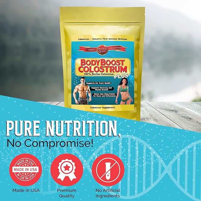 BodyBoost Colostrum Whole, 100% Bovine Colostrum Powder, Immune Booster Supplement with Immunoglobulin & Lactoferrin,Grass Fed Colostrum, Gut Health & Muscle Growth, Diverse Intake, 1 kg, 35 oz