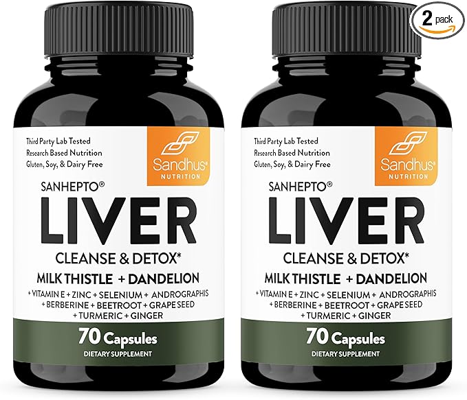 Sandhu's Liver Cleanse Detox & Repair Support Capsules with Milk Thistle & Dandelion Root | Herbal Supplement Pills for Liver Health | for Men & Women | Made in USA | Viral on Tiktok | 140 Count