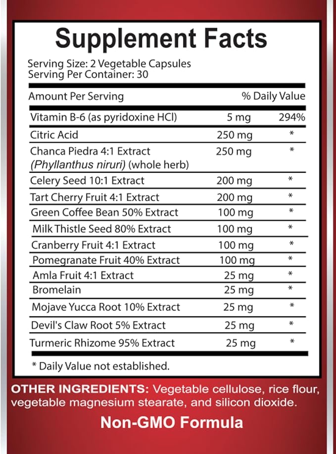 Natural URIC Acid Formula - Uric Acid Advanced Formula, Uric Acid Flush, Tart Cherry Extract Capsules, Immunity Support, Milk Thistle - 1 Bottle