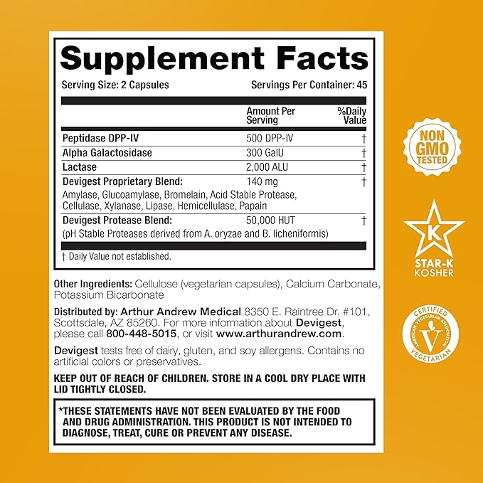 Arthur Andrew Medical Devigest Capsules, 90 Count