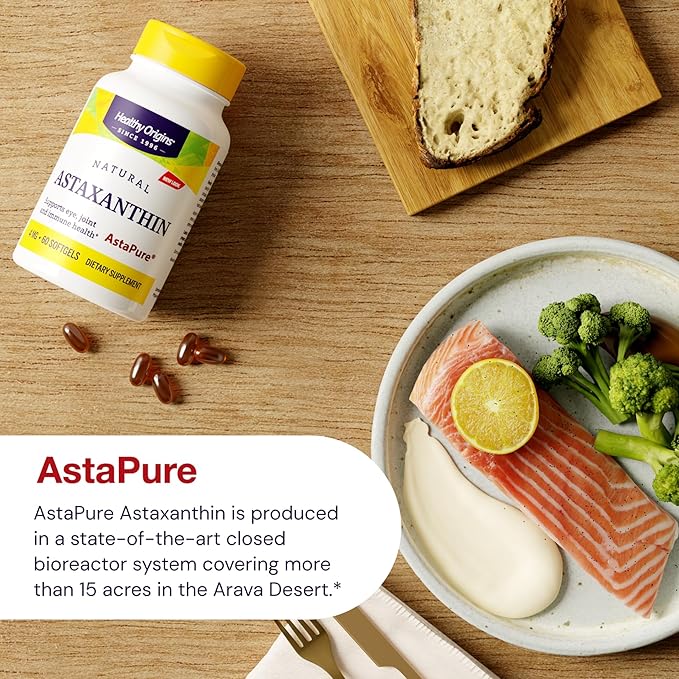 Healthy Origins Astaxanthin 4 mg, 150 Softgels - AstaPure Clinically Studied Algae - Supports Joint & Immune Health, Healthy Skin, Antioxidant for Cellular Protection & Eye Support
