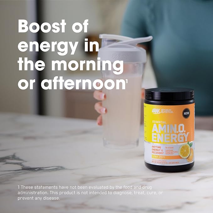 Optimum Nutrition Amino Energy - Pre Workout with Green Tea, BCAA, Amino Acids, Keto Friendly, Green Coffee Extract, Energy Powder - Citrus Spritz, 65 Servings (Packaging May Vary)