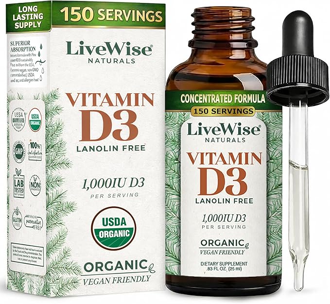 Vitamin D3 1000 IU, 25 MCG Drops - 150 Servings, Ultra Concentrated Formulation, Fast Absorption, Vegan, Organic MCT Oil Formula - Micro-Dosing Dropper for Bone & Immune Support