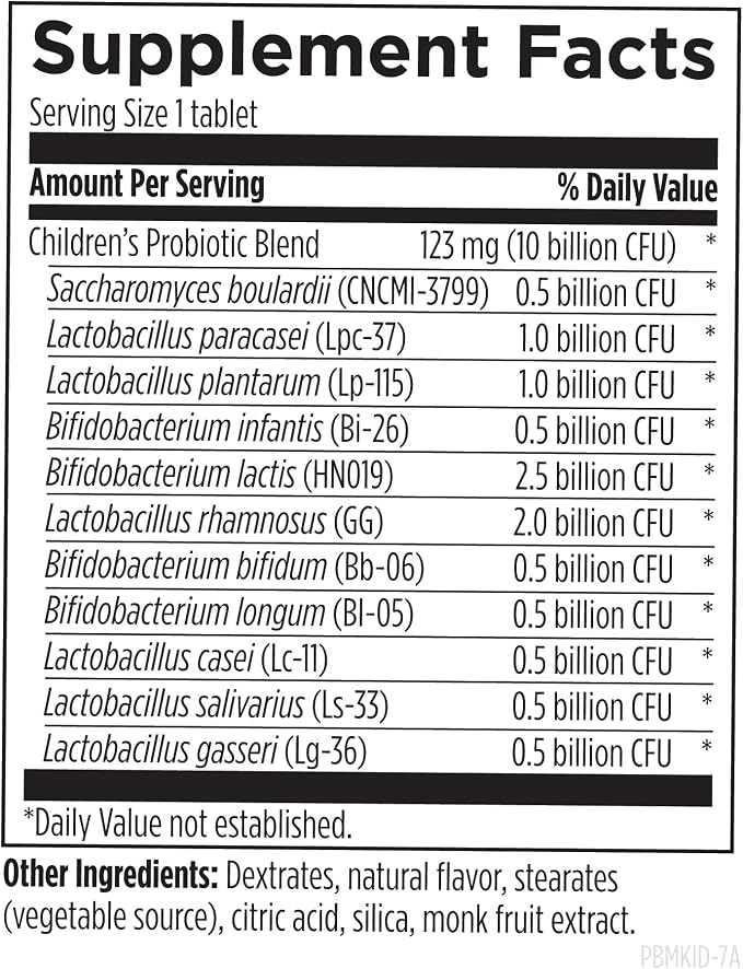Designs for Health ProbioMed Kids Chewable Probiotic - 10b CFU Gut & Immune Support for Children - Lactobacillus, Bifidobacterium + Saccharomyces boulardii - Delicious Berry Flavor (30 Tablets)