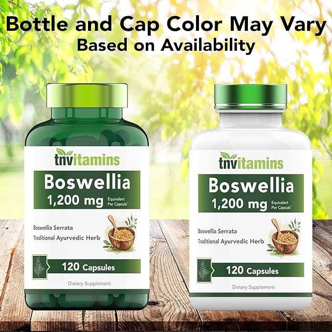 tnvitamins Boswellia Extract Capsules, 120 Count | 1,200 mg Per Capsule | 65% Boswellic Acids + 10:1 Concentrated Extract | Boswellia Serrata | Joint & Mobility Support*