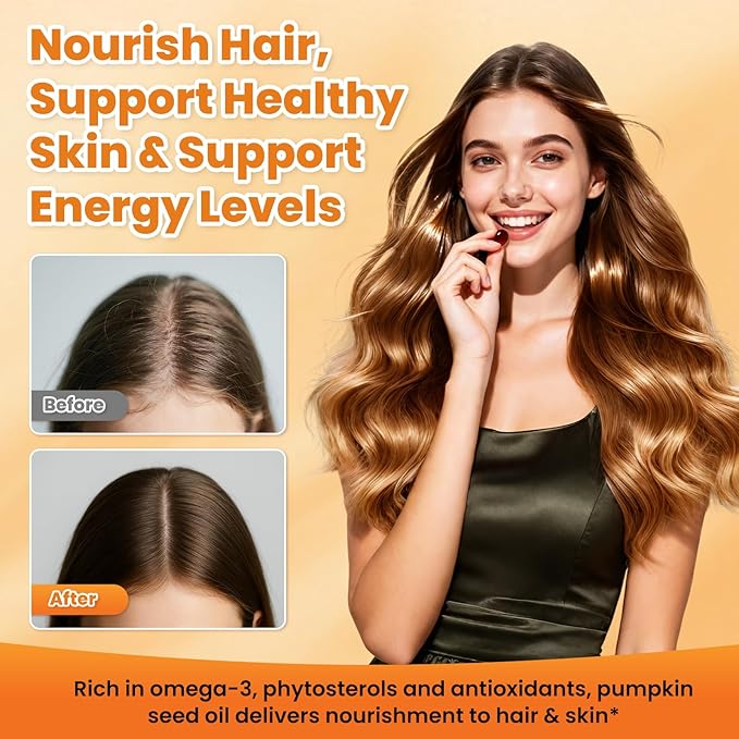 Pumpkin Seed Oil with Saw Palmetto Capsules, 3000mg Per Serving, Pumpkin Seeds Oil Supplement, Supports Immune, Hair, Urinary, Bladder & Prostate Health, Non-GMO, 360 Softgels