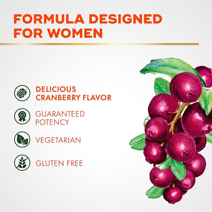 Align Probiotic, Women's Dualbiotic, Womens Probiotic Gummies, Prebiotics and Probiotics for Women, with Cranberry for Urinary Tract Health*, Cranberry Flavor, 90 Gummies