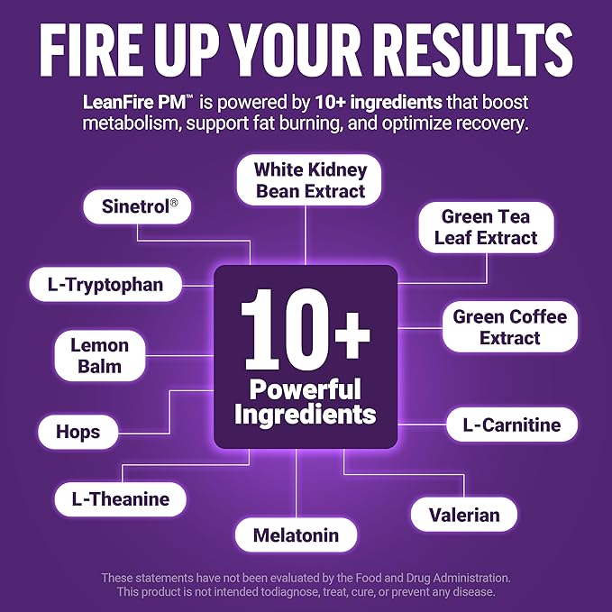 Force Factor LeanFire PM Weight Loss Pills for Women & Men, Fat Burner & Overnight Weight Loss Pills to Burn Fat, Boost Metabolism, Improve Sleep, Powerful Formula for Incredible Results, 60 Capsules