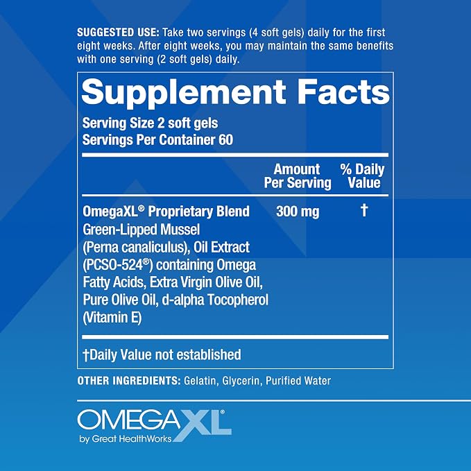 OmegaXL Joint Support Supplement - 60 Softgels & VitaminXL D3 High Potency Daily Vitamin D 5000 IU 125mcg Immune Support Supplement (30 Softgels) - 2 Pack