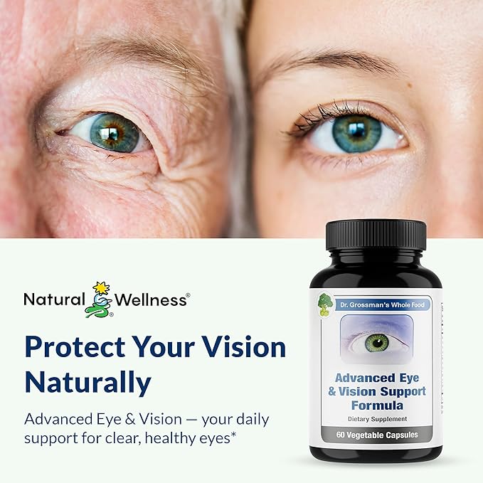 Dr. Grossman’s Whole Food Advanced Eye & Vision Support Formula – Eye Supplement with Lutein, Zeaxanthin, Bilberry & Prickly Pear – Natural Supplement Blend for Eye Health & Clear Vision – 60 Capsules