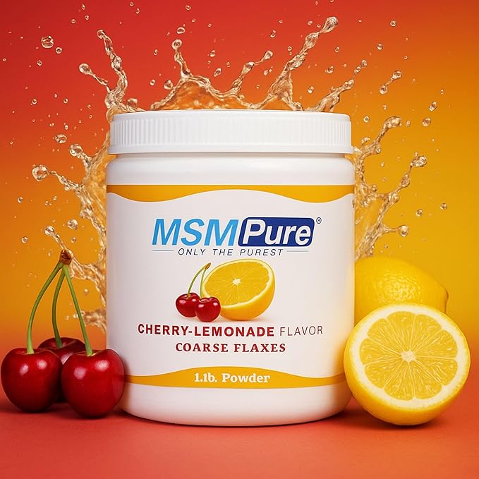 KALA HEALTH MSMPure Cherry Lemonade Flavored Coarse MSM Powder Flakes – US-Made MSM for Joint Health, Skin Appearance, and Hair & Nail Support – 1 lb, Organic Sulfur