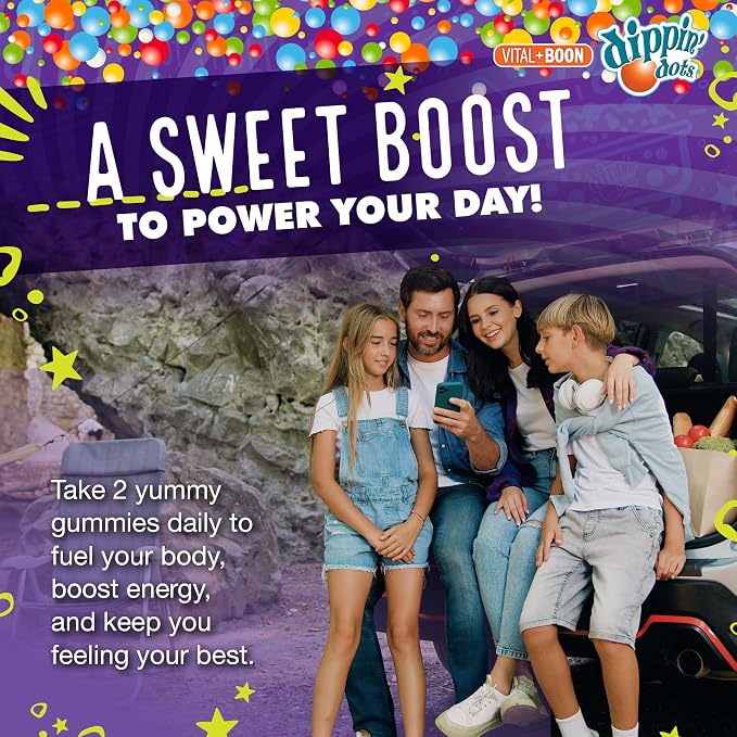 Vital+Boon - Iron with Vitamin C & B12 Gummies (120 Count) Vital for Red Blood Cell Formation | Gum Drop Grape Real Pectin Fruit Chew Supplements | Vegan, Non-GMO, Gluten Free & Gelatin Free