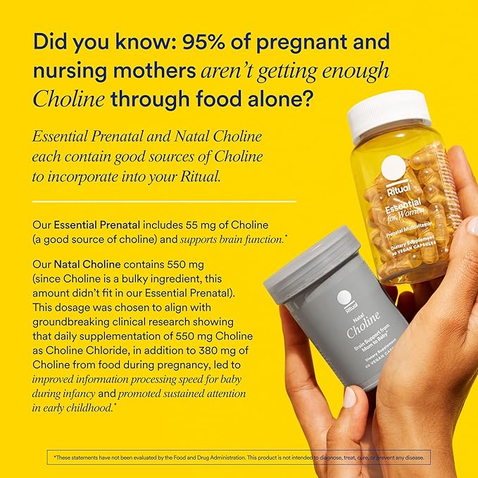 Ritual Prenatal Multivitamin For Women - Key Essential Vitamins and Minerals To Support Mom and Baby During Pregnancy* - Folate, Choline, Omega-3 DHA, Iron - Vegan - Citrus - 60 Capsules - 30 Servings