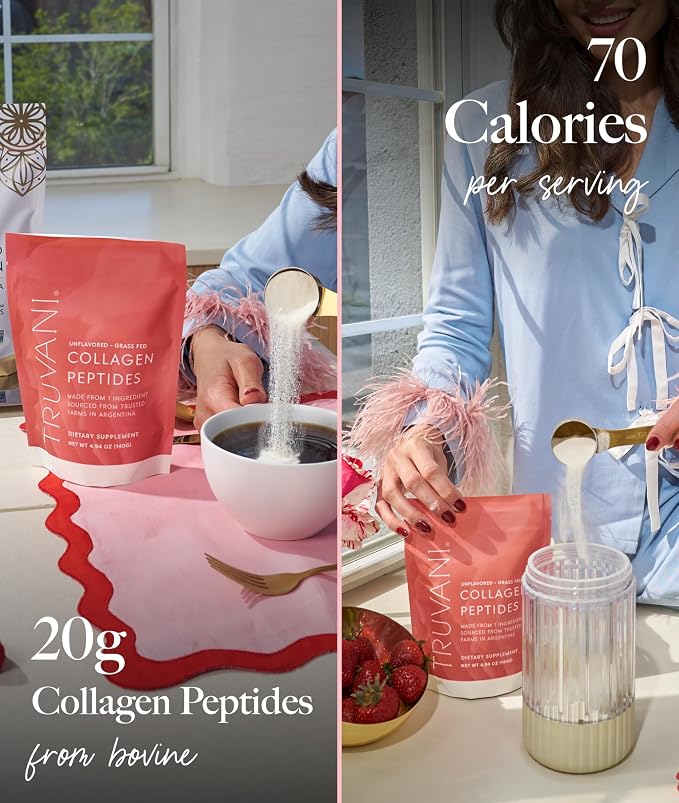 Truvani Hydrolyzed Collagen Peptides | Unflavored | 14 Servings | 20g Grass-Fed Collagen Protein Powder | Promotes Hair, Nail, Skin, and Joint Health | Keto | Dairy and Gluten Free | Women and Men