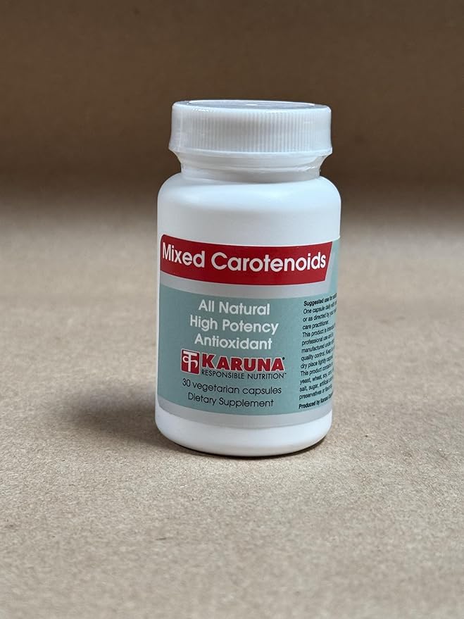 Karuna Mixed Carotenoids | 30 Vegetarian Capsules | Alpha- and beta-carotenes, Lutein 5mg, lycopene 2.5mg, zeaxanthin 246mcg, and cryptoxanthin 8mcg | Comprehensive antioxidant Formula