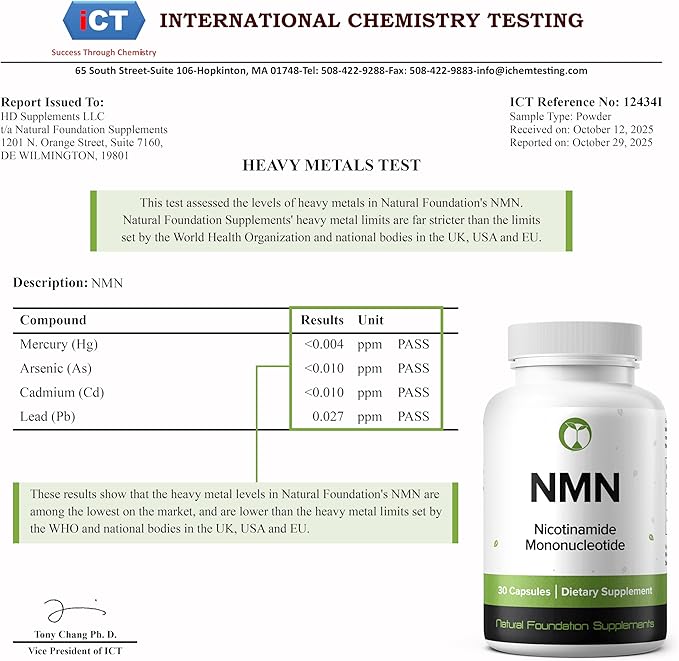 NMN 500mg Capsules 99.3% Purity | Nicotinamide Mononucleotide 30 Servings | Supports DNA Repair & Cognitive Function | Vegetarian Friendly Gluten Free Non-GMO 3rd Party Tested (30 Capsules, NMN)