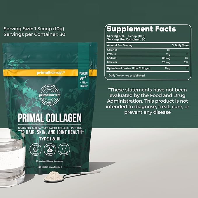 Primal Harvest Collagen Powder & Vision Supplements for Women and Men Vision and Eye Support Complex with Lutein, Zeaxanthin Bundle