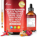 Cayenne Pepper Drops Supplement, Liposomal Tech 98% Absorption, Supports* Leg Vein, Heart & Blood Vessel* Health, with Vitamin E D3+K2 & Extracts of Grape Seed, Hawthorn, Beetroot, Berberine (2 Pack)
