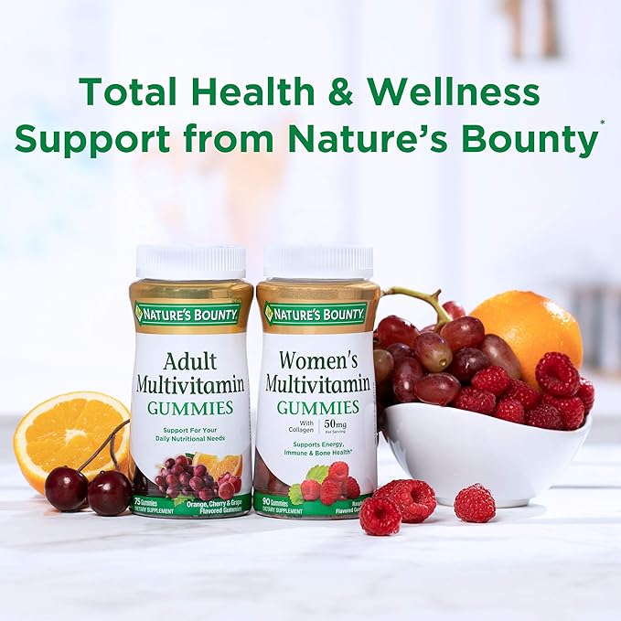Nature's Bounty Adult Multivitamin Gummies, Vitamin Supplement, Daily Nutritional Needs, Orange, Cherry and Grape Flavor, 75 Gummies (Pack of 3)