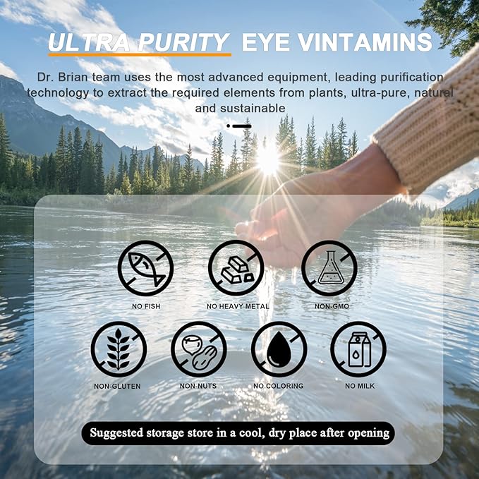 Dr. Brian Lutein and Zeaxanthin Supplements, Eye Vitamins Macular Degeneration Supplements Non-GMO, Gluten Free for Dry Eyes Vision Health, 60 Capsules