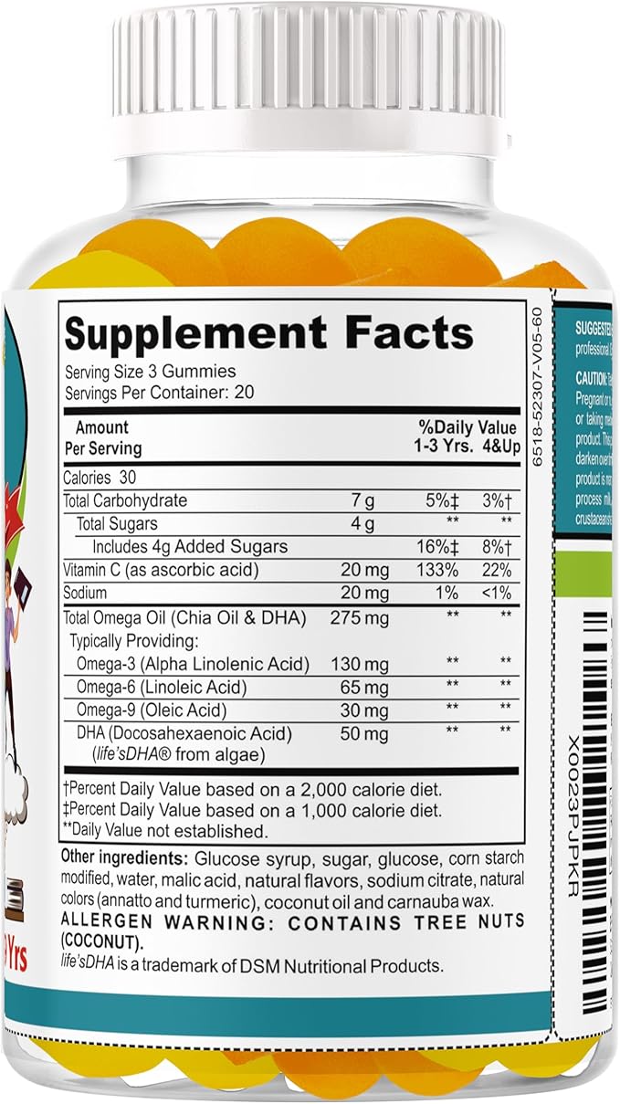 Ez-Focus Gummies for Kids, Teens and Youth – Brain Focus, Memory & Attention Support, DHA & Omega-3 for Kids, Concentration and Focus Supplement, Calm and Study Brain Vitamins 60 ct