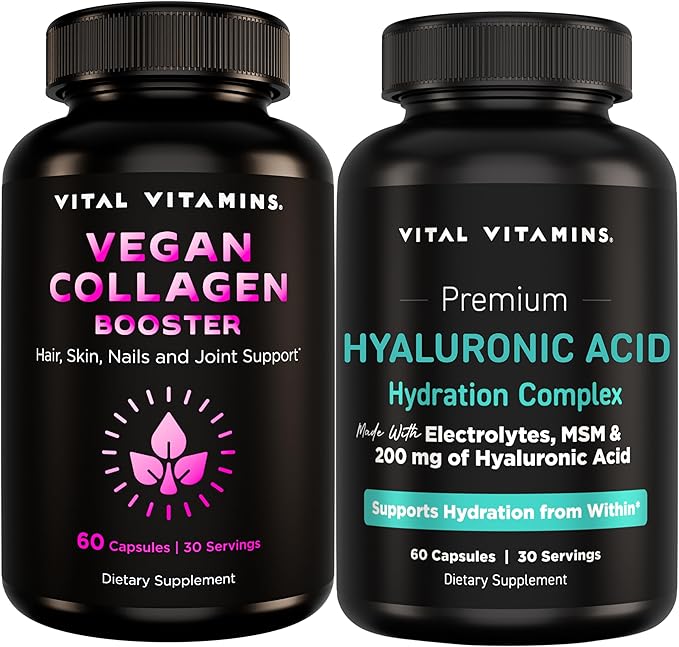 Vital Vitamins Vegan Collagen Booster 60 ct + Hyaluronic Acid Hydration Complex 60 ct
