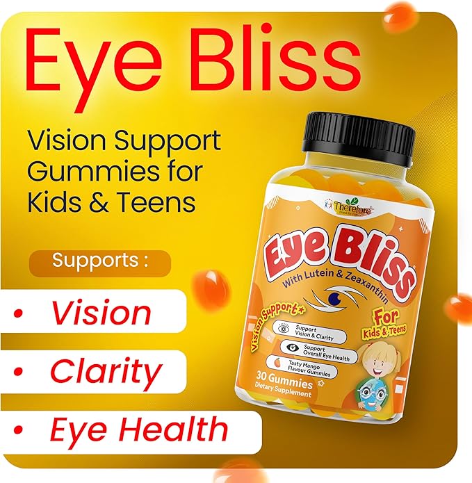 Therefore Eye Health Gummies for Kids & Teens – Lutein Zeaxanthin Vision Support Supplement – Vegan, Non-GMO – 30 Gummies